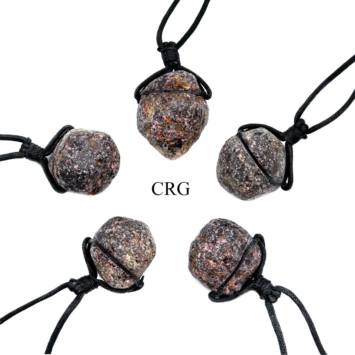 Garnet Rough Necklace on Black Cord (24 Inches) (4 Pieces)