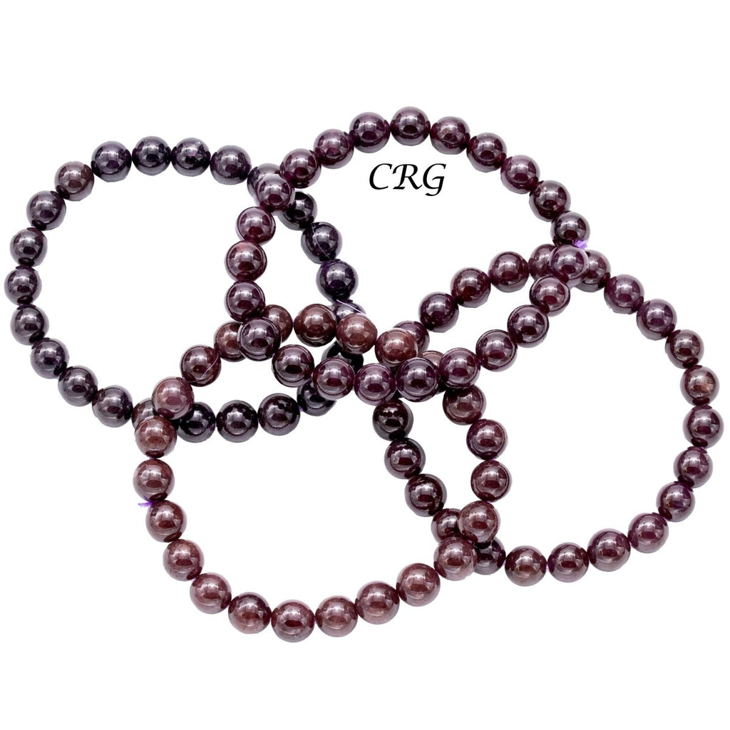 Star Garnet Round Bead Stretch Bracelet (8 mm) (1 Piece)