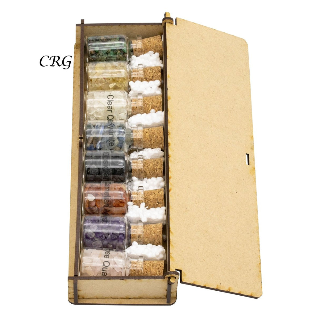 Gemstone Tumbled Chips Bottle Box (8 Pieces) Size 1 Inch Crystal Chip Assortment