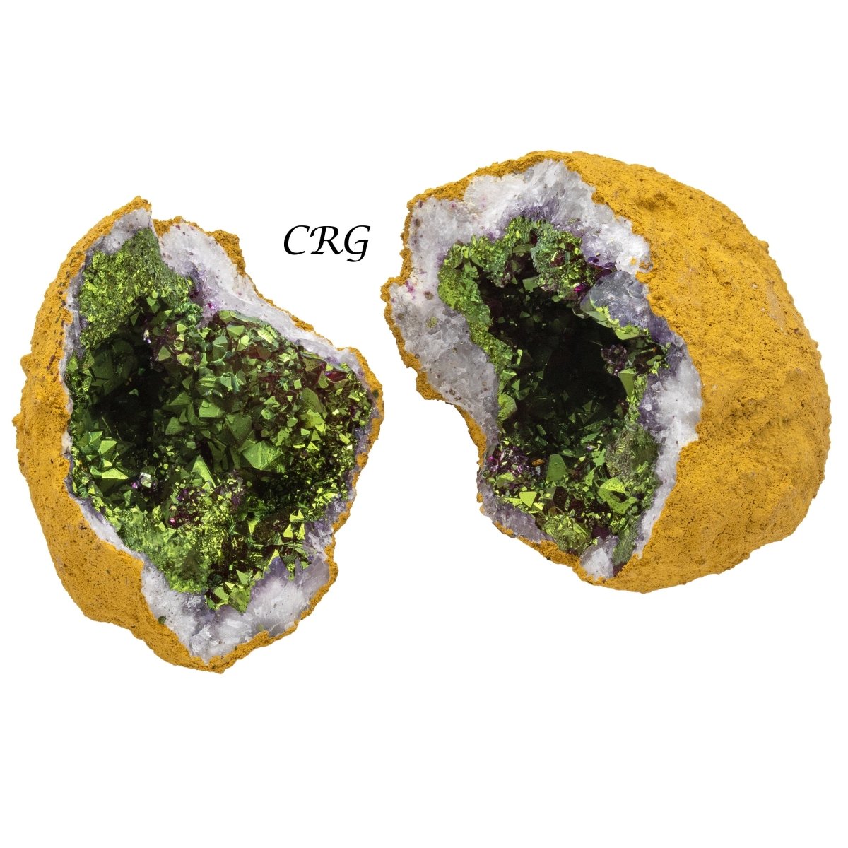 Geode Dyed Green Matching Halves 2.4 To 4.5 Inches (2 Pieces)