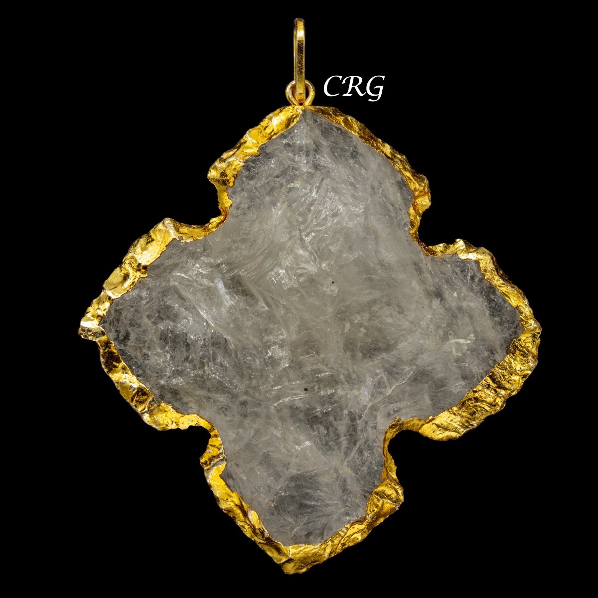 Crystal Quartz Cross Pendant with Gold Plating (1 To 1.5 Inches) (5 Pieces) (INJD)