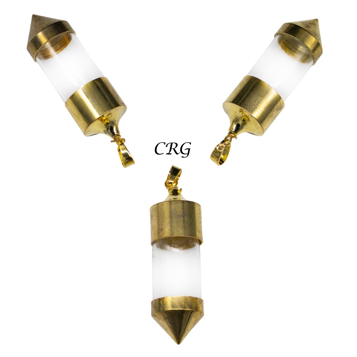 Gold-Plated Glass Bottle Pendant (1 Piece) Size 2 Inches Small Empty Jar Charm