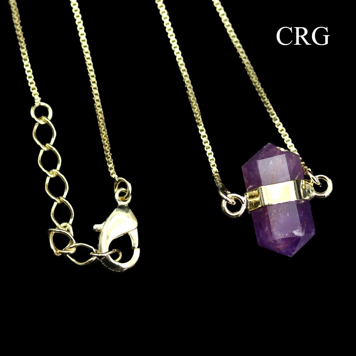 Amethyst Mini Double Terminated Point Necklace with Gold Plating (18 Inches) (1 Piece)