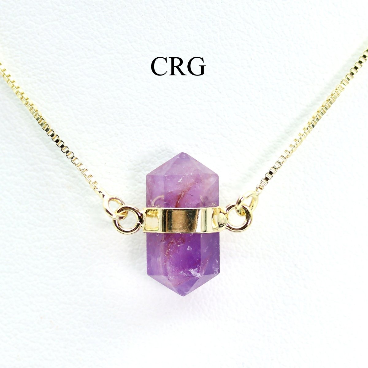 Amethyst Mini Double Terminated Point Necklace with Gold Plating (18 Inches) (1 Piece)