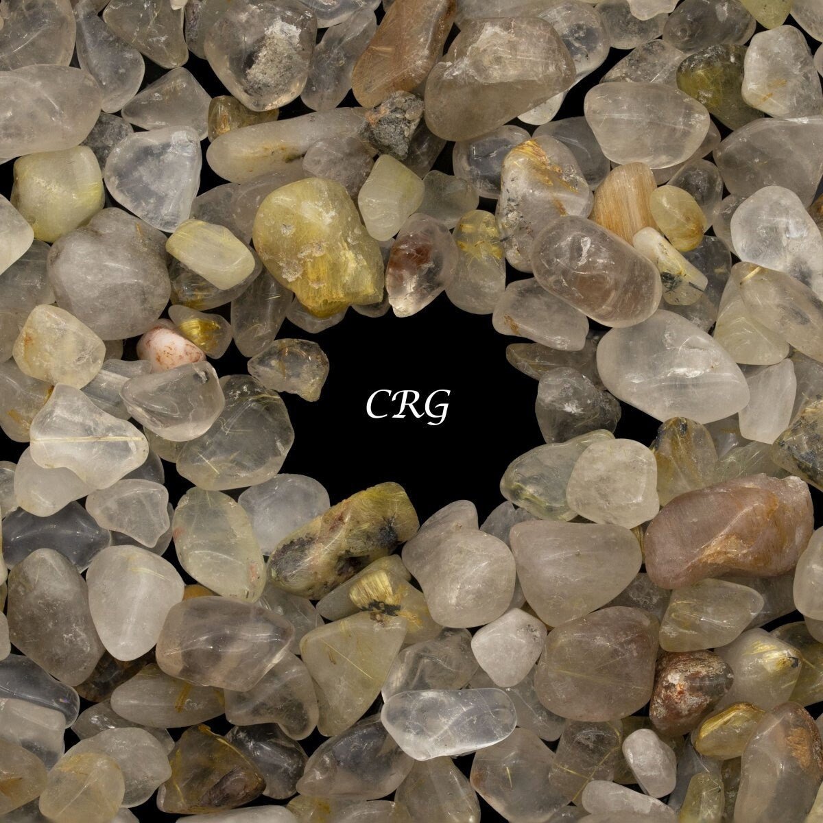 Gold Rutilated Quartz Tumbled Chips (Size 10 to 25 mm) Bulk Wholesale Lot Crystals