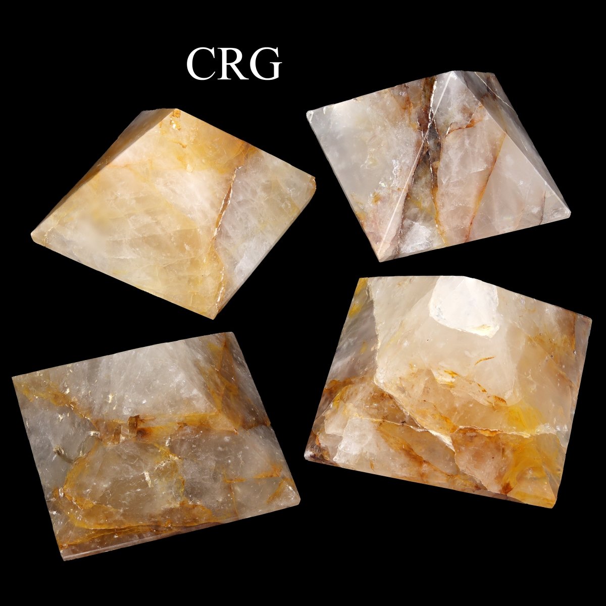 Golden Healer Pyramid (1 Piece) Size 40 mm Polished 4-Sided Faceted Crystal Gemstone Shape