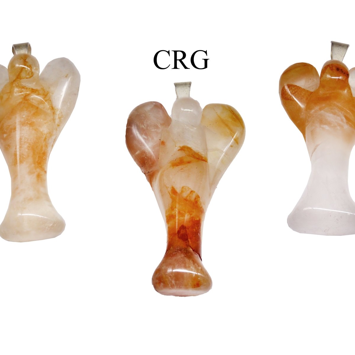 Golden Healer Quartz Angel Pendant with Silver Bail (5 Pieces) Size 25 to 35 mm Crystal Jewelry Charm