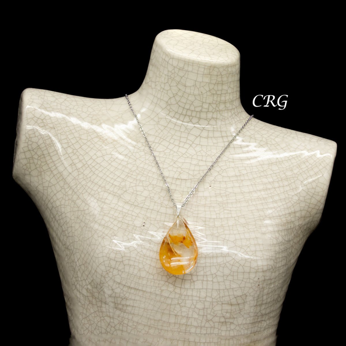 Golden Healer Quartz Drop Pendant with Silver Plated Bail (1 Inch) (5 Pieces)