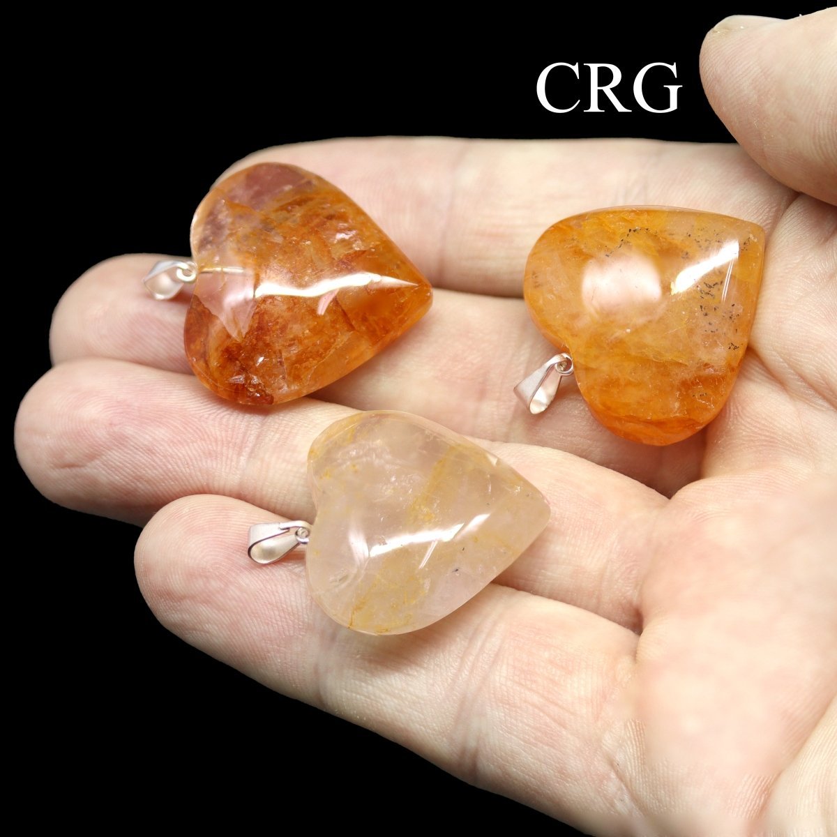 Golden Healer Quartz Heart Pendant with Silver Bail (5 Pieces) Size 30 mm Crystal Jewelry Charm