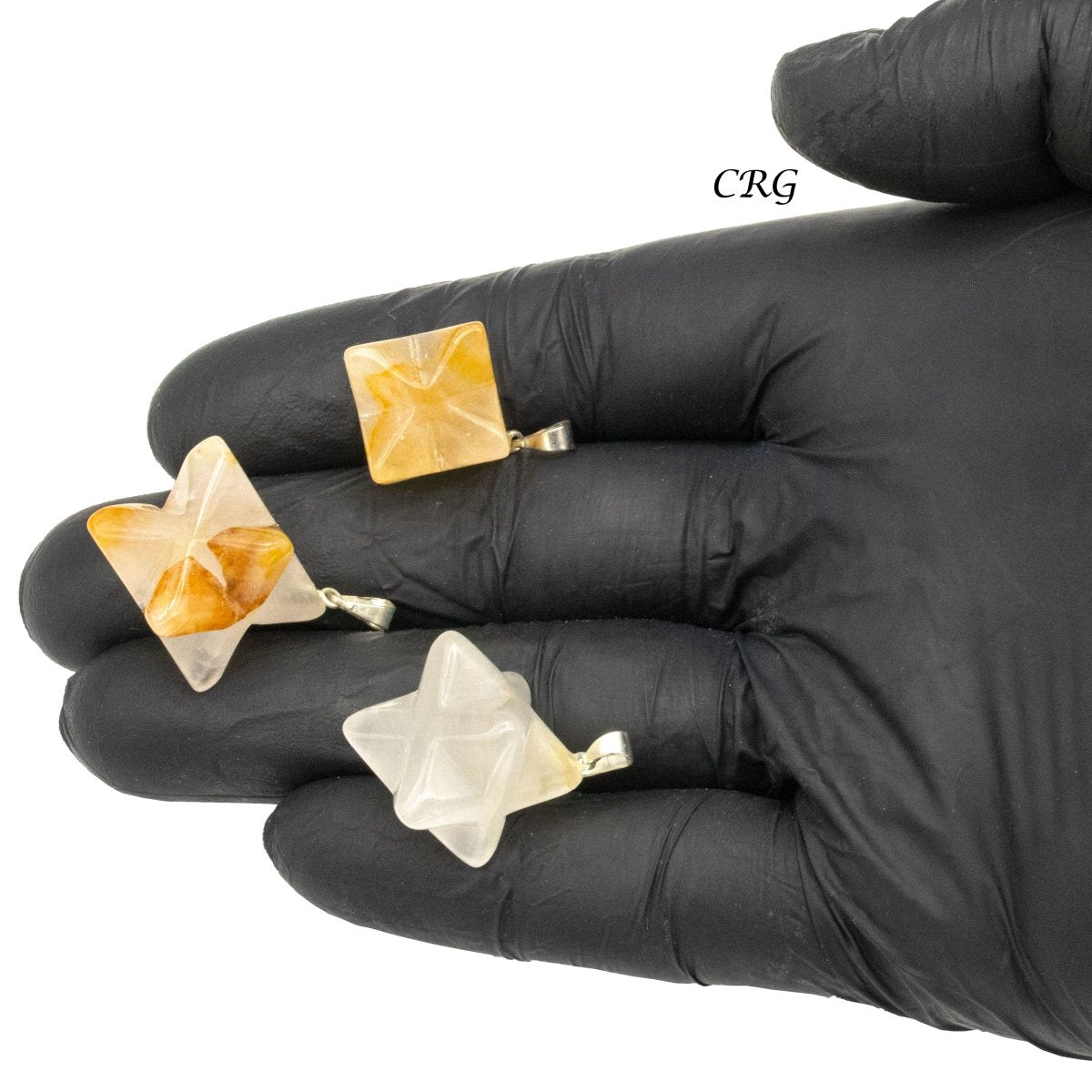 Golden Healer Quartz Merkaba Pendant with Silver Bail (5 Pieces) Size 30 mm Crystal Jewelry Charm