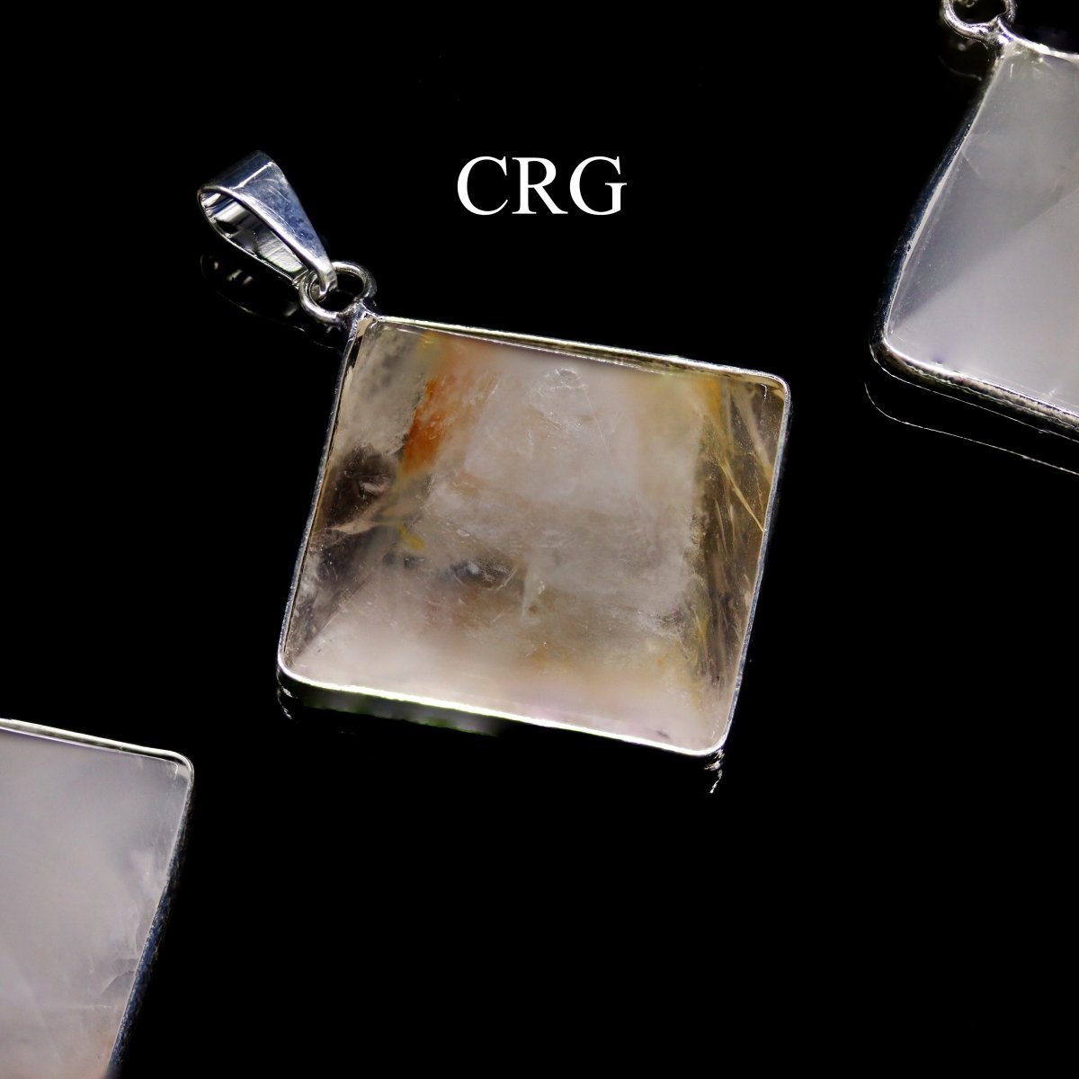 Golden Healer Quartz Pyramid Pendants with Silver Plating (5 Pieces) Size 35 to 45 mm Crystal Jewelry Charm