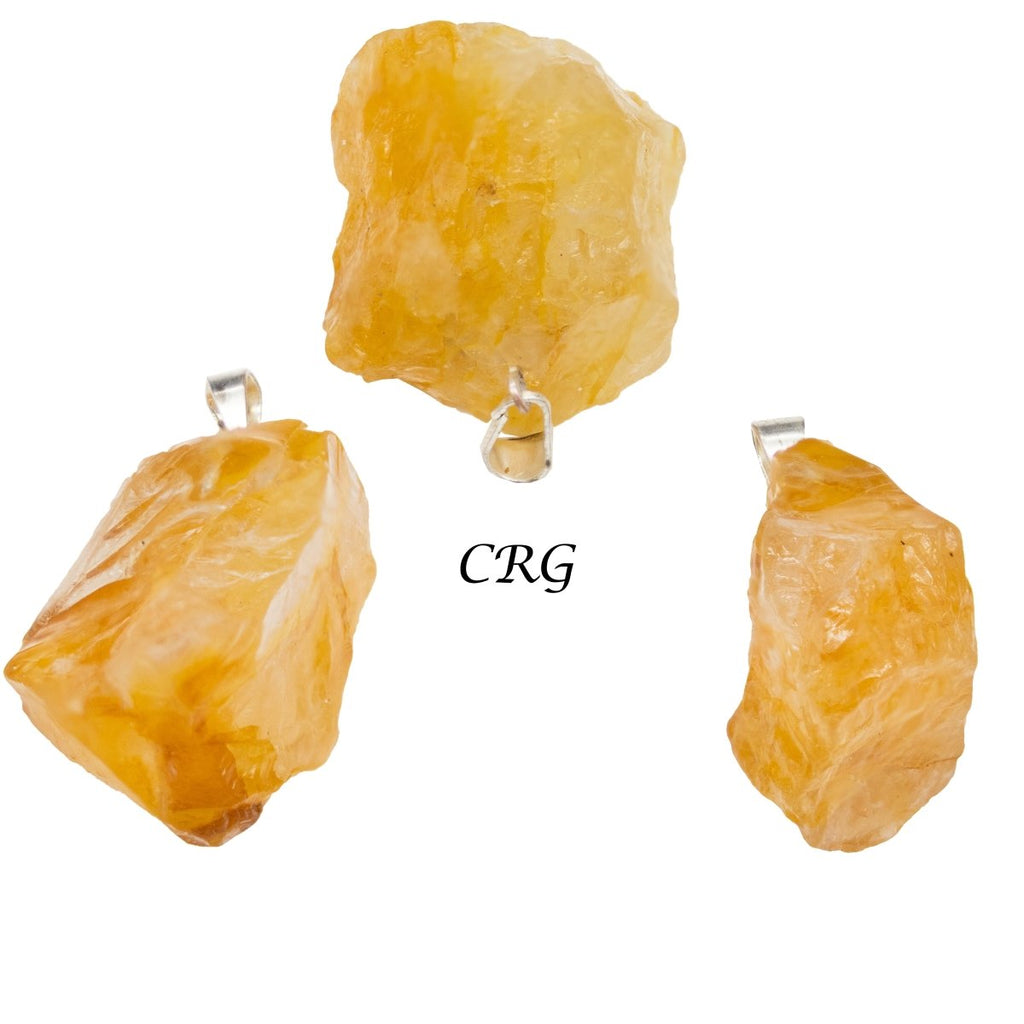 Golden Healer Quartz Rough Rock Pendant with Silver Bail (5 Pieces) Size 18 to 22 mm Crystal Jewelry Charm