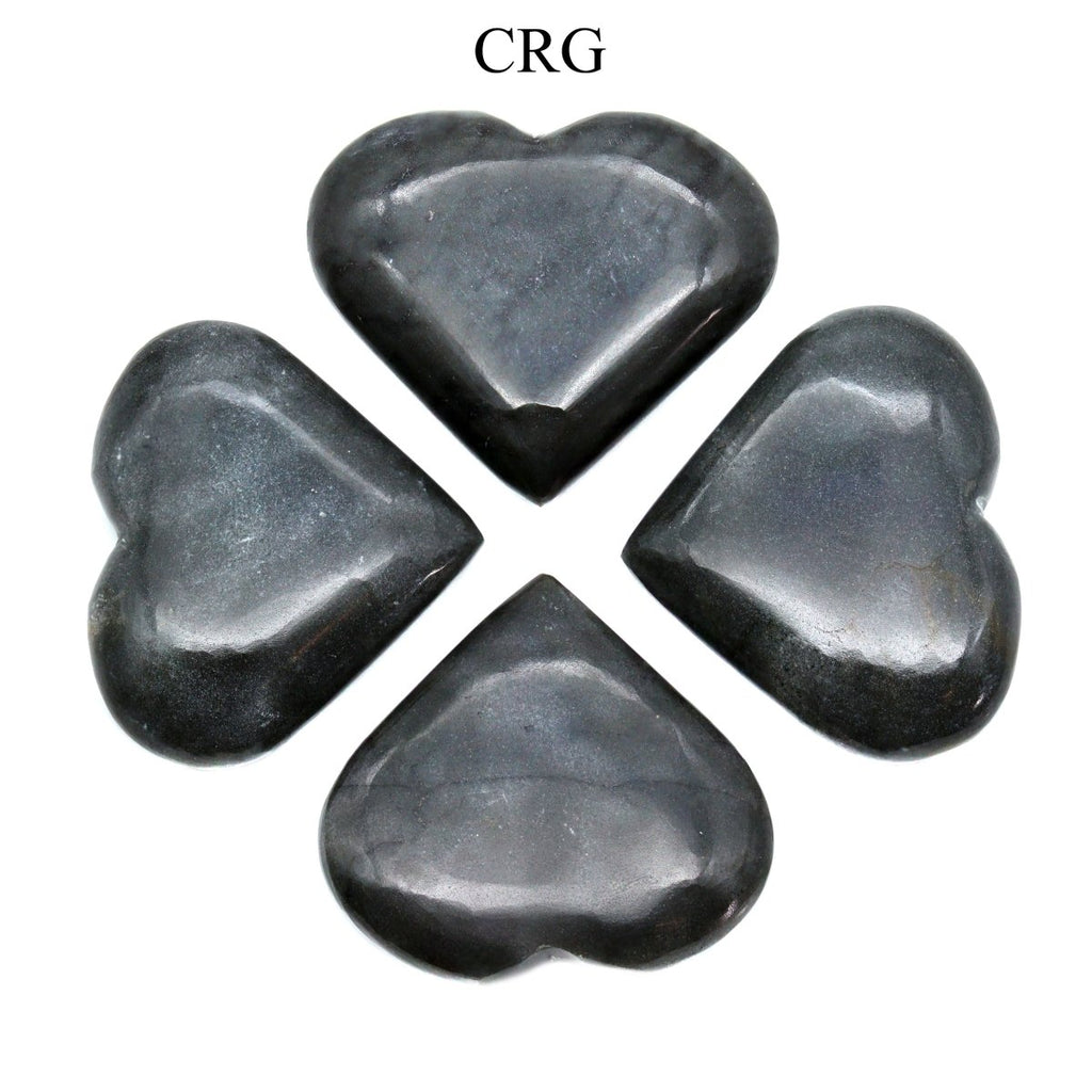 Gray Quartz Puffy Hearts (4 Pieces) Size 2 to 4 Inches Crystal Gemstone Shapes