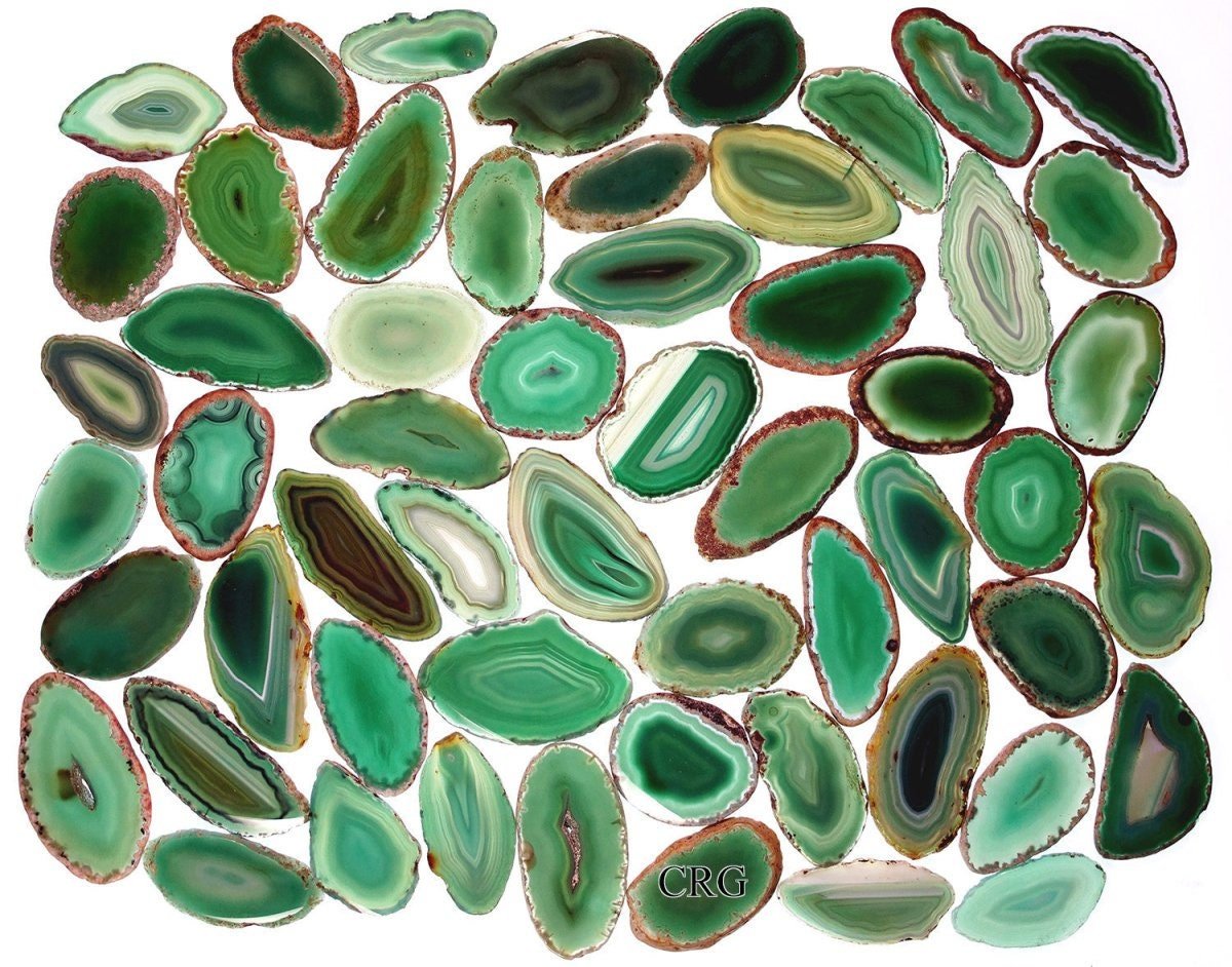 Green Agate Slice (Size #0) (2 to 3 inches) Grade A Brazilian Agate Geode Slice