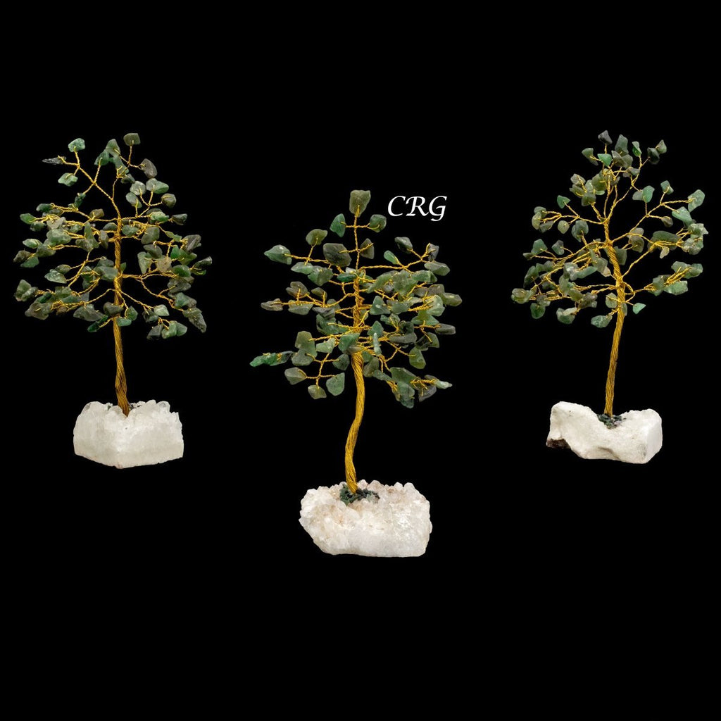 Green Aventurine 100 Chip Tree with Cluster Base and Gold Wire (1 Piece) Size 6 Inches Gemstone Tree
