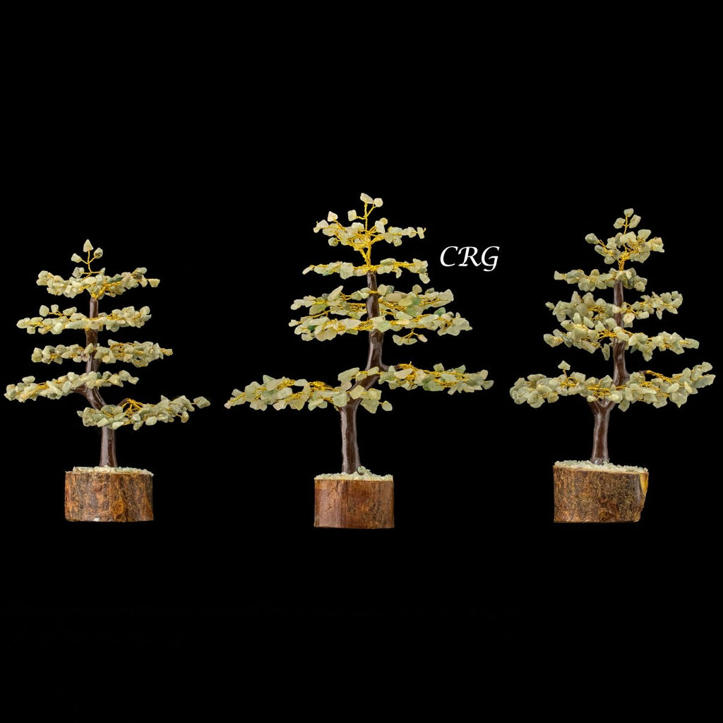 Green Aventurine 300 Chip Tree with Wood Base and Gold Wire (1 Piece) Size 9 Inches Crystal Gemstone Tree