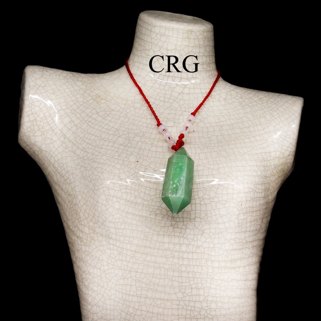 Green Aventurine Point Necklace on Red Cord (24 Inches) (1 Piece)