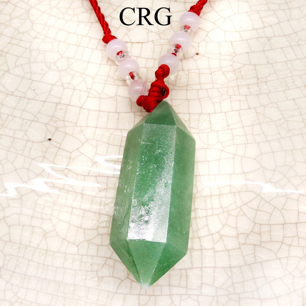 Green Aventurine Point Necklace on Red Cord (24 Inches) (1 Piece)