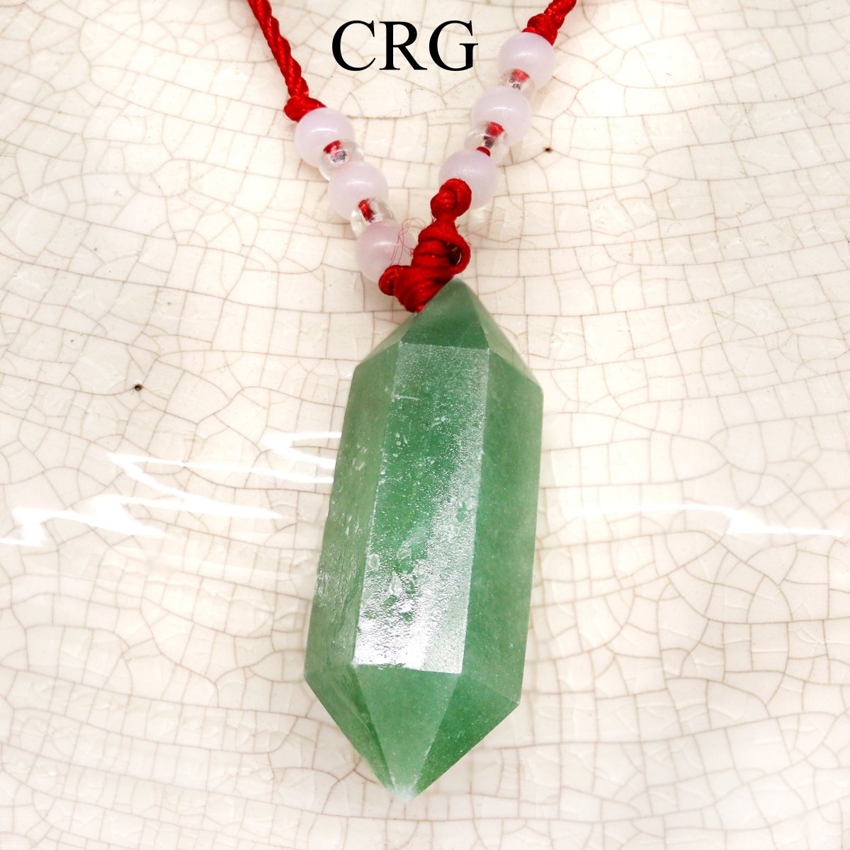 Green Aventurine Point Necklace on Red Cord (24 Inches) (1 Piece)