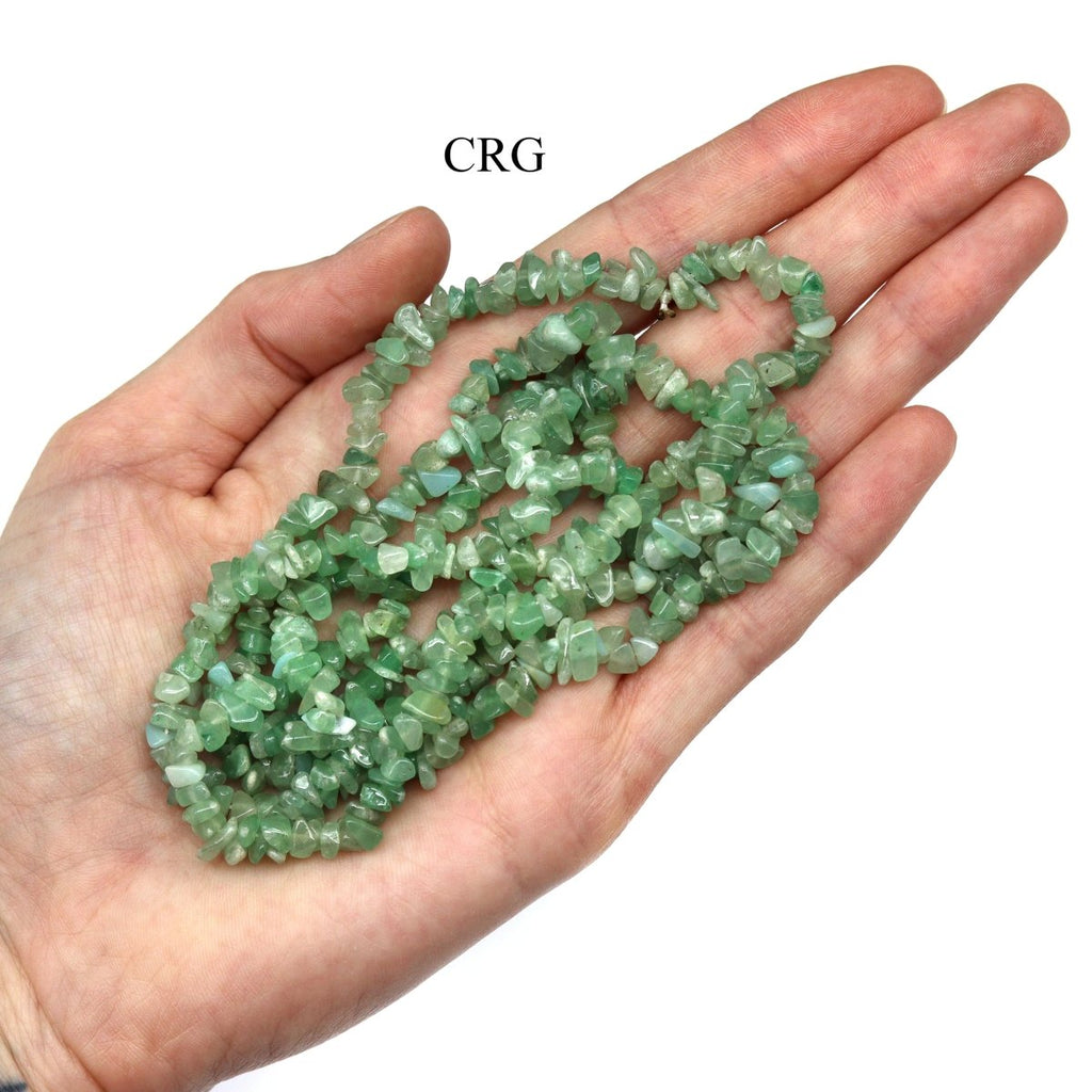 Green Aventurine Strand Chip Necklace (32 Inches) (1 Piece) (INJD)