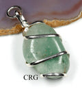 Green Aventurine Tumbled Pendant with Silver Spiral Wrapping (4 Pieces) Size 1 to 1.5 Inches