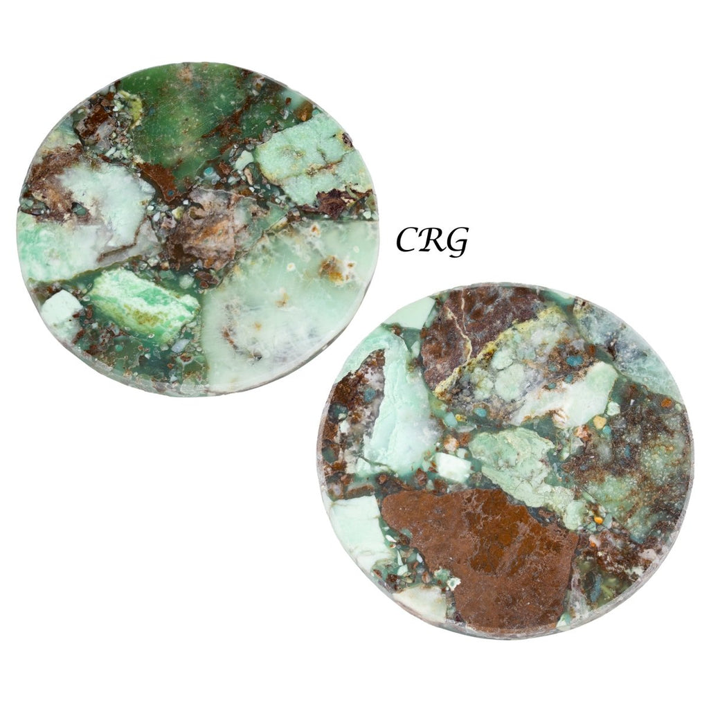 Green Chrysoprase Resin Coaster (1 Piece) Size 4 Inches Round Crystal Table Decor