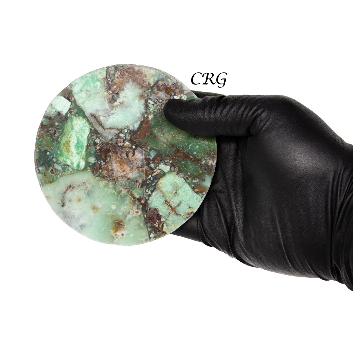 Green Chrysoprase Resin Coaster (1 Piece) Size 4 Inches Round Crystal Table Decor