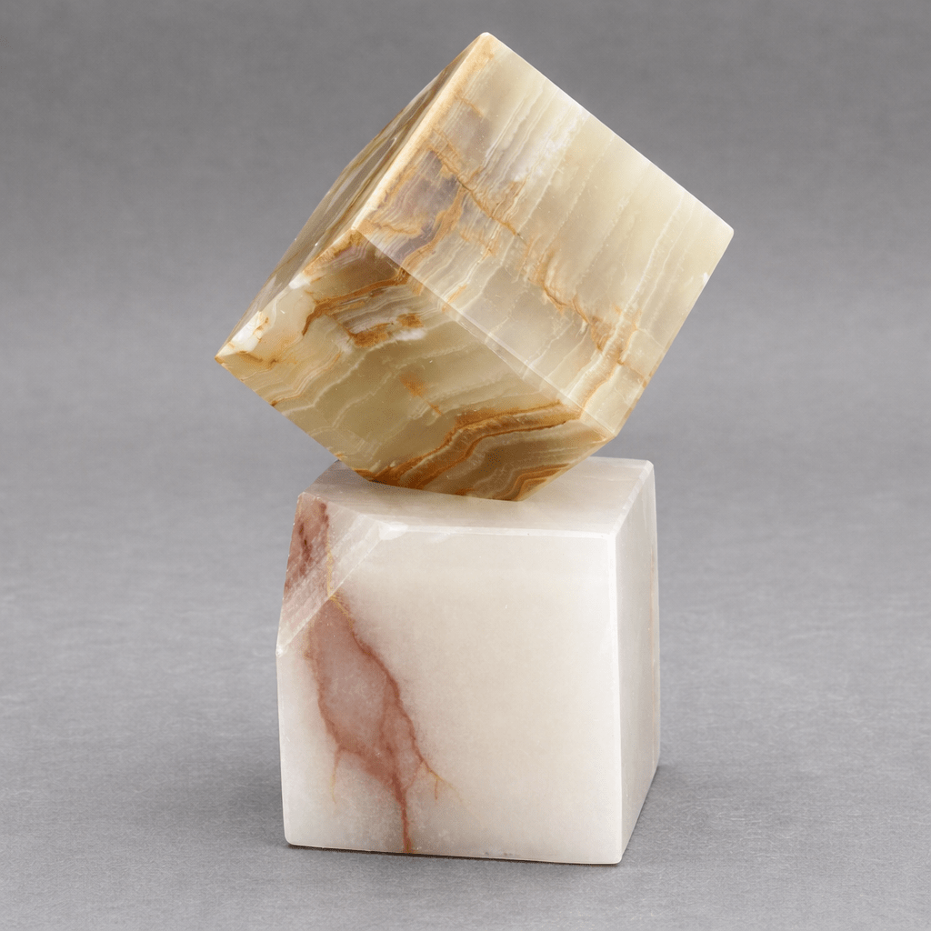 Green Onyx Standing Cube ( 3 inches ) Desk Paperweight