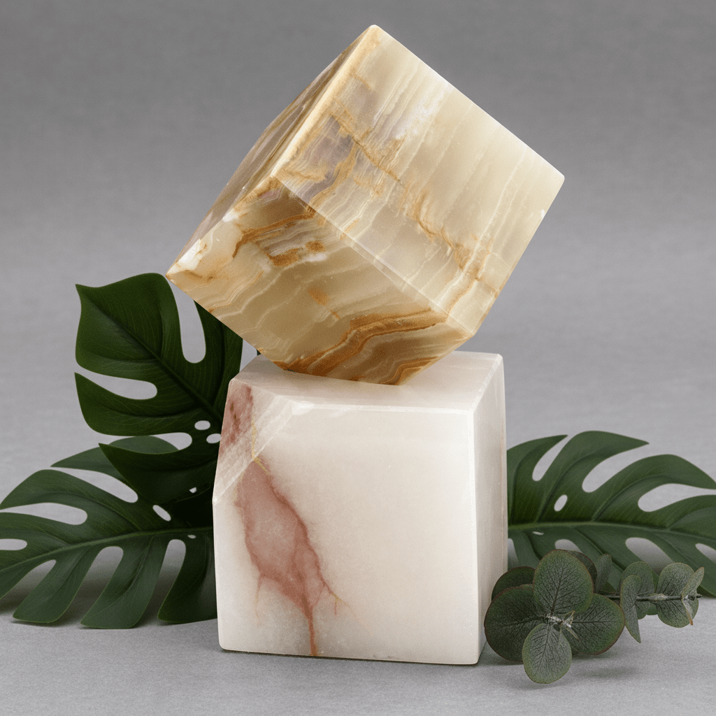 Green Onyx Standing Cube ( 3 inches ) Desk Paperweight