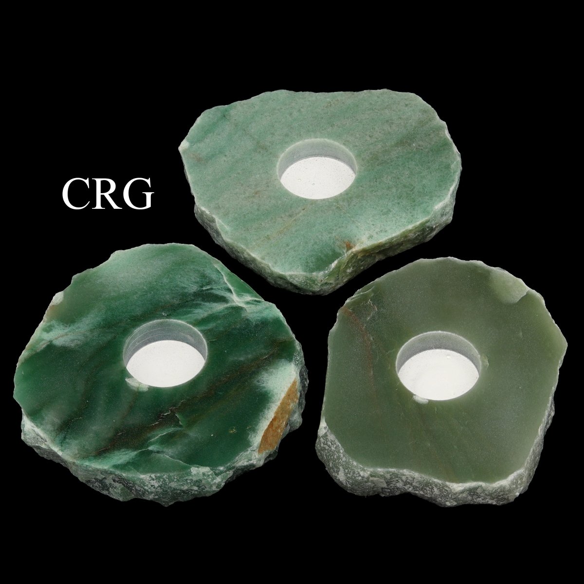 Green Quartz Tea Light Candle Holder with Felt Base (1 Piece) Size 3 to 5 Inches Thick Crystal Slab