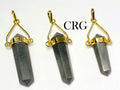 Grey Aventurine Point Pendant with Gold Plated Swivel Bail (2 Inches) (1 Piece) (INJD)