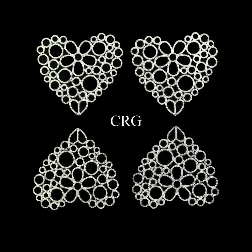 Heart Connector Pendant with Silver Plating (10 Pieces) Size 1 Inch Crystal Jewelry Charm