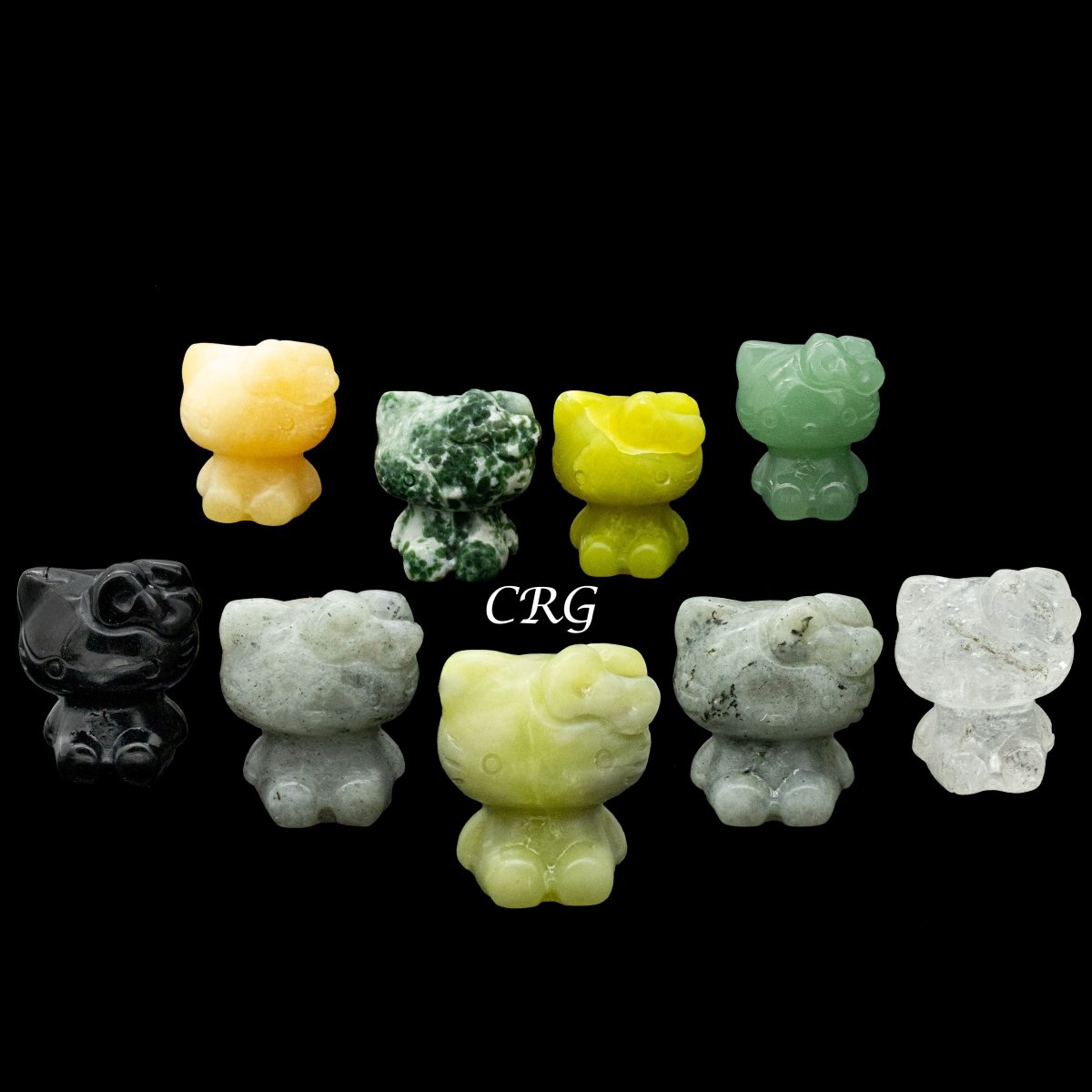 Sitting Kitty Mixed Gemstones Carving (4 Pieces)