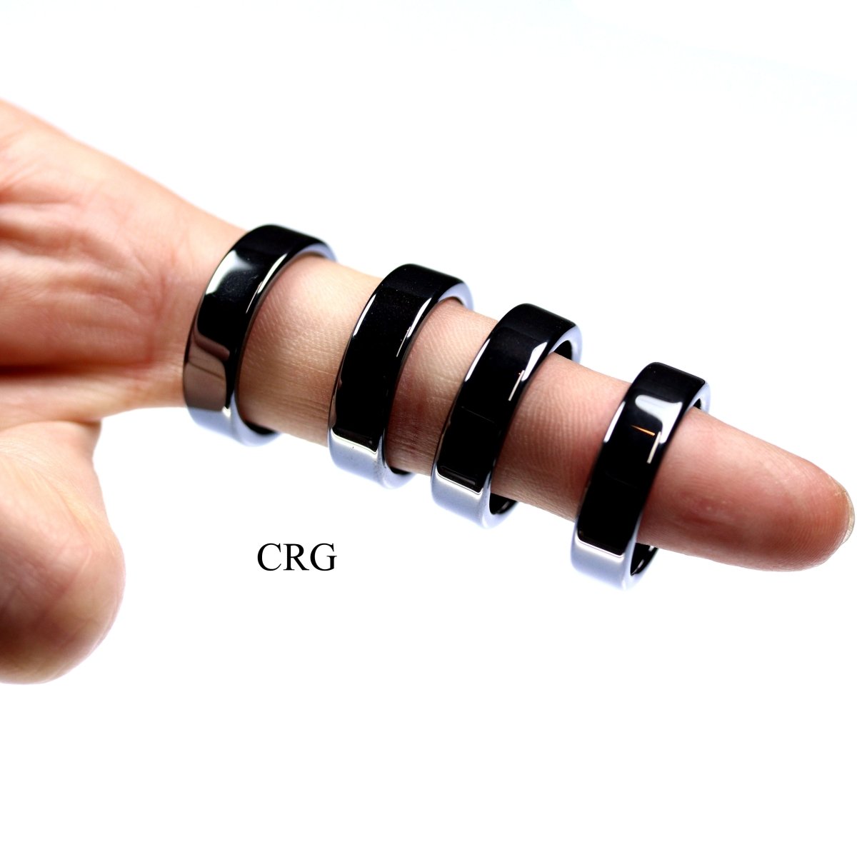 Hematite Flat Band Polished Rings (6 mm) (10 Pieces)