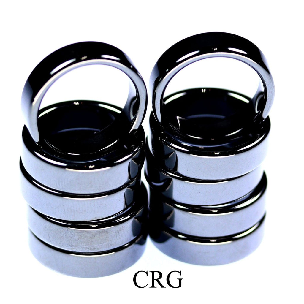 Hematite Flat Band Polished Rings (6 mm) (10 Pieces)