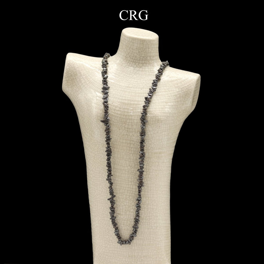 Hematite Strand Chip Necklace (32 Inches) (1 Piece) (INJD)