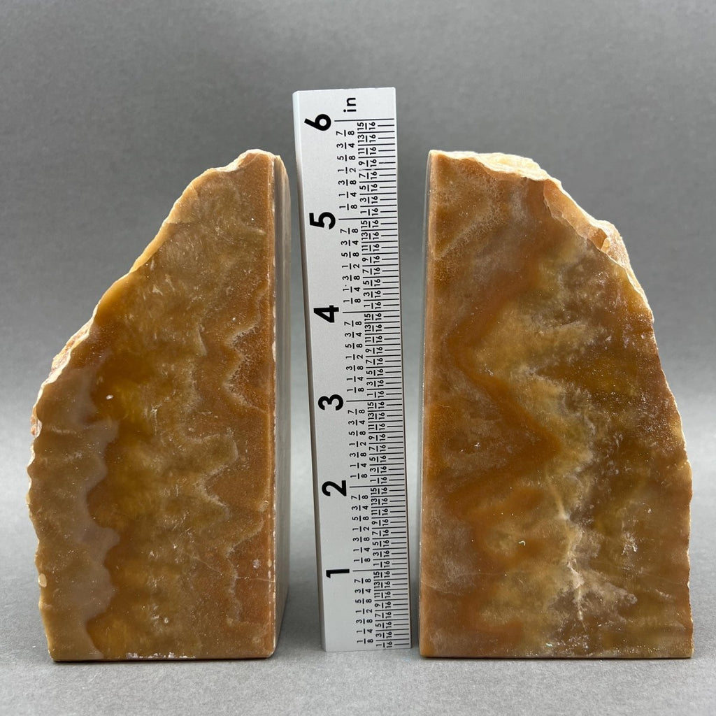 Honey Calcite Polished Face Bookend Pair Gemstone Home Decor Wholesale Crystal Supply