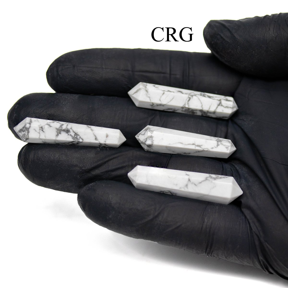 Howlite Mini Double Terminated Points (4 Pieces) 1 in or 25 mm 6-Sided Polished Crystal Tower Points