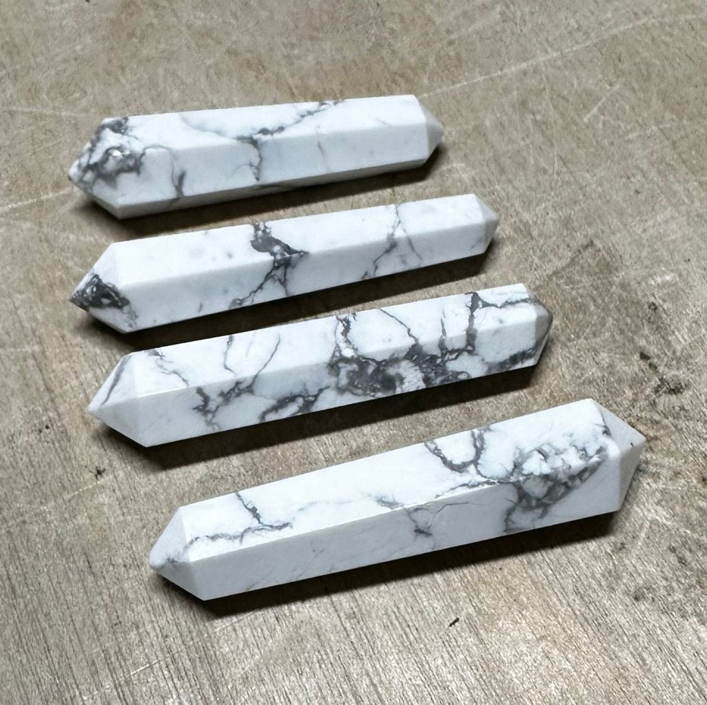 Howlite Mini Double Terminated Points (4 Pieces) 1 in or 25 mm 6-Sided Polished Crystal Tower Points