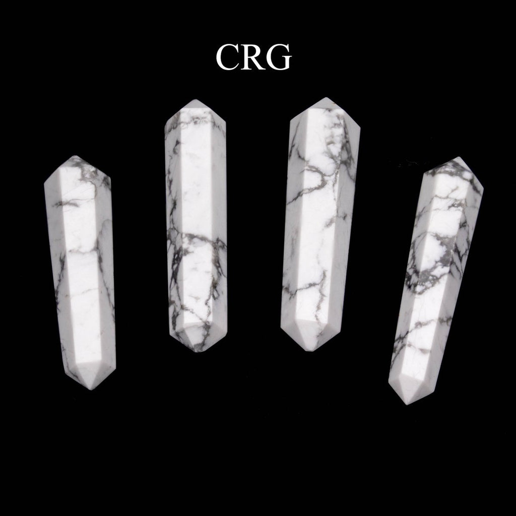 Howlite Mini Double Terminated Points (4 Pieces) 1 in or 25 mm 6-Sided Polished Crystal Tower Points