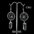 Dream Catcher Earrings with Clear Quartz Crystal Point/Silver Plated