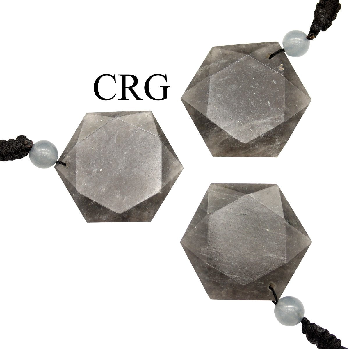 Iolite Faceted Hexagon Pendant with Black Cord (4 Pieces) Size 1 Inch (INJD)