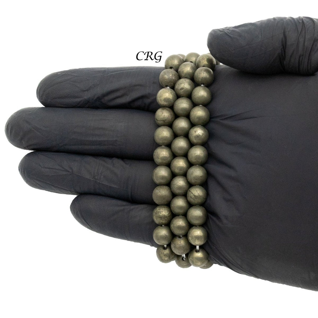Iron Pyrite Tumbled Bracelet (1 Piece) Size 8 mm Crystal Bead Stretch Jewelry