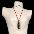 Labradorite Double Terminated Pendant on Red Cord (1 Piece) Size 1.5 to 2.5 Inches Crystal Jewelry Necklace