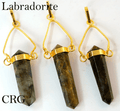Labradorite Double Terminated Point Pendant with Gold Plated Swivel Bail (1 To 1.5 Inches) (3 Pieces) (INJD)