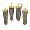 Labradorite Flat Point Pendants with Gold Bail Size 2 Inches (4 Pcs) (INJD)
