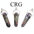 Labradorite Point Pendant with 7 Stone Detail and Silver Plating (1.5 Inches) (4 Pieces) (INJD)