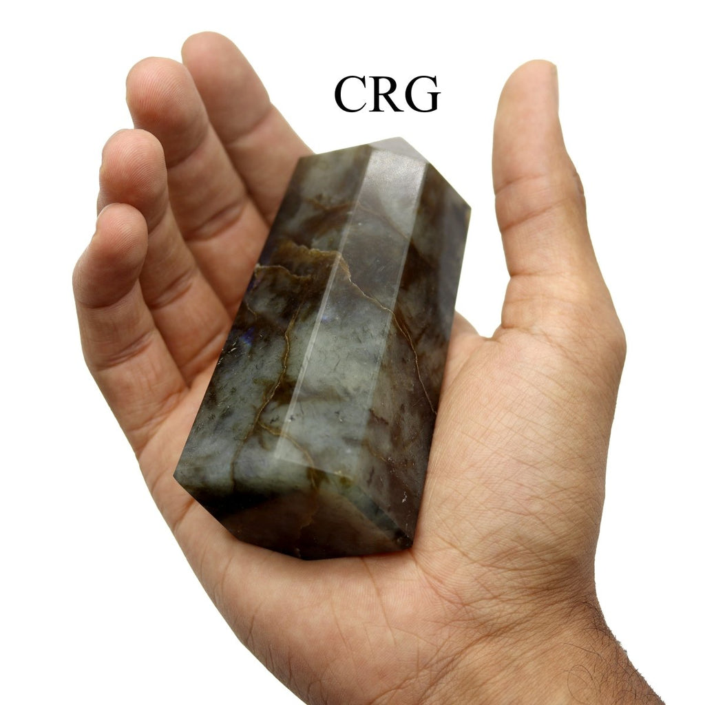 Labradorite Point (1 Piece) Size 3 to 5 Inches 6-Sided Standing Crystal Gemstone Home Decor