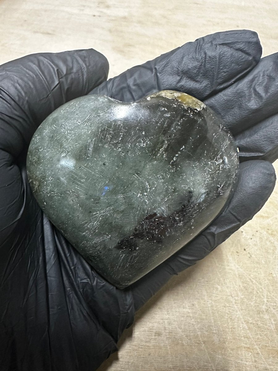 Labradorite Puffy Heart (1 Piece) Size 2 to 4 Inches Crystal Gemstone Carving