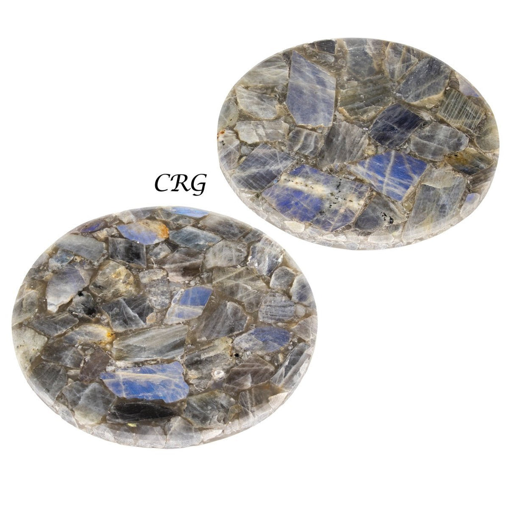 Labradorite Resin Coaster (1 Piece) Size 4 Inches Round Crystal Gemstone Home Decor